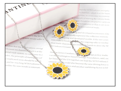 Romantic Flower Necklace, Earrings & Ring Set