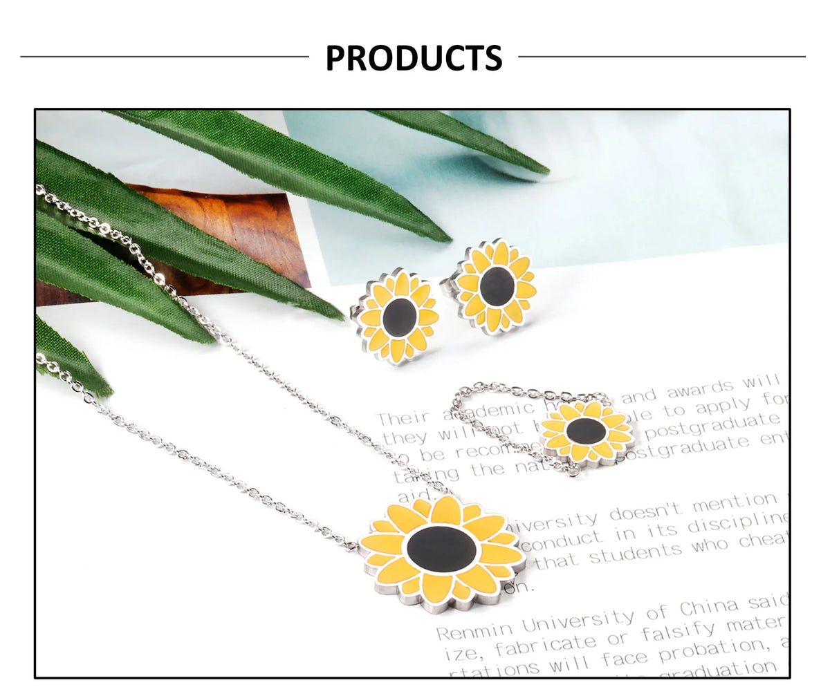 Romantic Flower Necklace, Earrings & Ring Set
