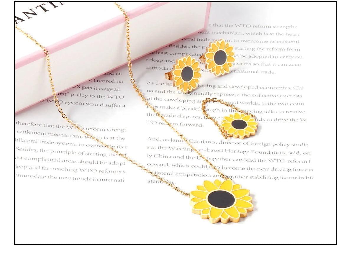 Romantic Flower Necklace, Earrings & Ring Set