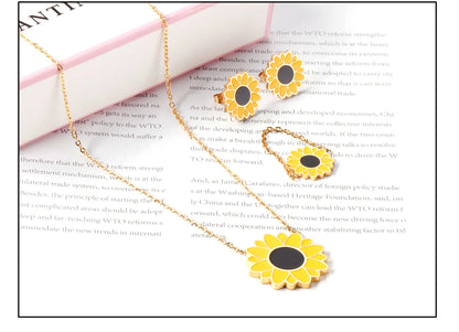 Romantic Flower Necklace, Earrings & Ring Set