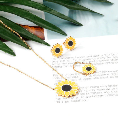 Romantic Flower Necklace, Earrings & Ring Set