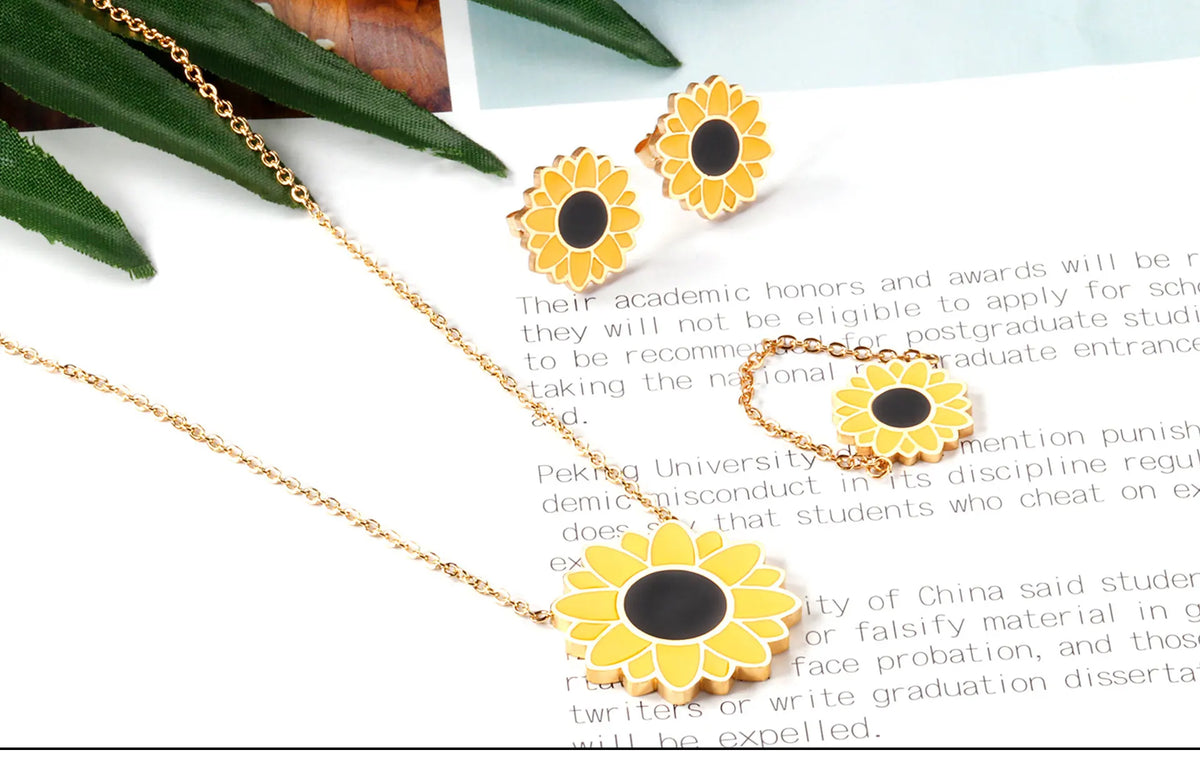 Romantic Flower Necklace, Earrings & Ring Set