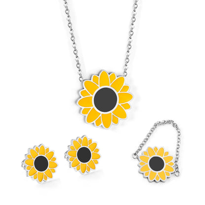 Romantic Flower Necklace, Earrings & Ring Set