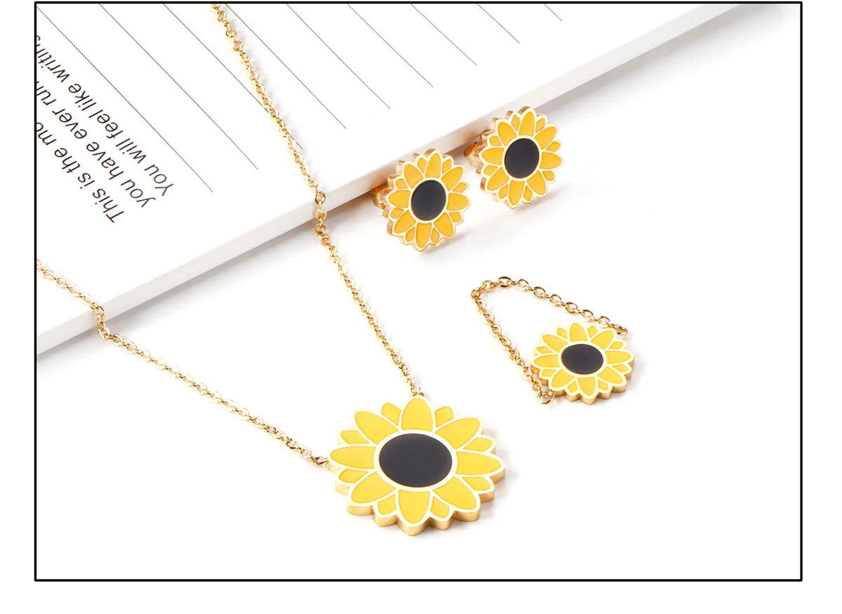 Romantic Flower Necklace, Earrings & Ring Set