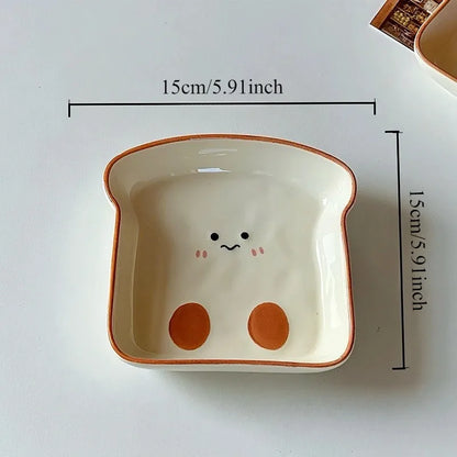 Cute Toast-Shaped Ceramic Dessert Plate