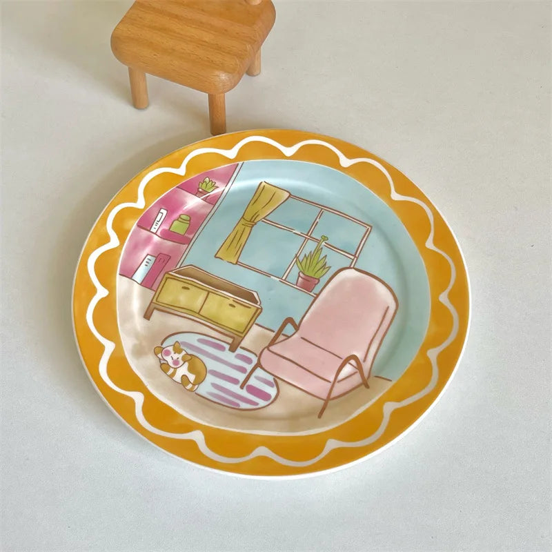 Cute Cartoon Ceramic Breakfast Plate