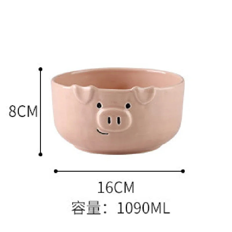 Cute Pink Pig Ceramic Breakfast Plate