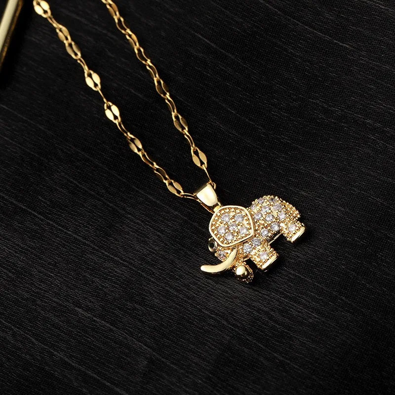 Gold Elephant Charm Necklace