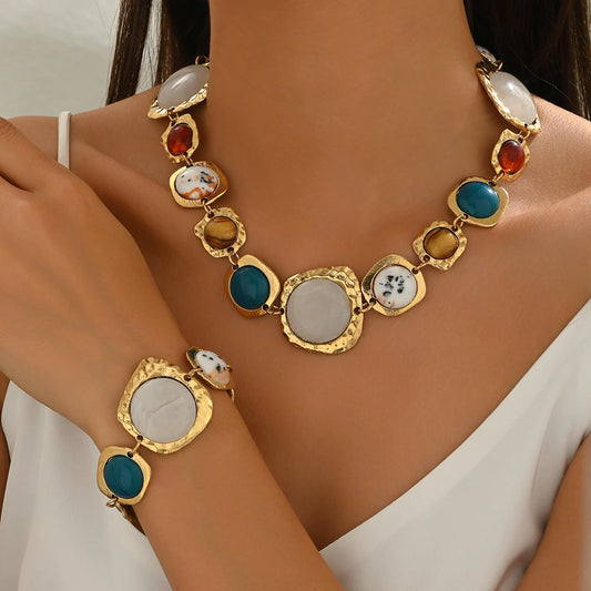 Chunky Multi-Color Bohemian Jewelry Set