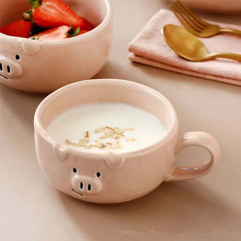 Cute Pink Pig Ceramic Breakfast Plate
