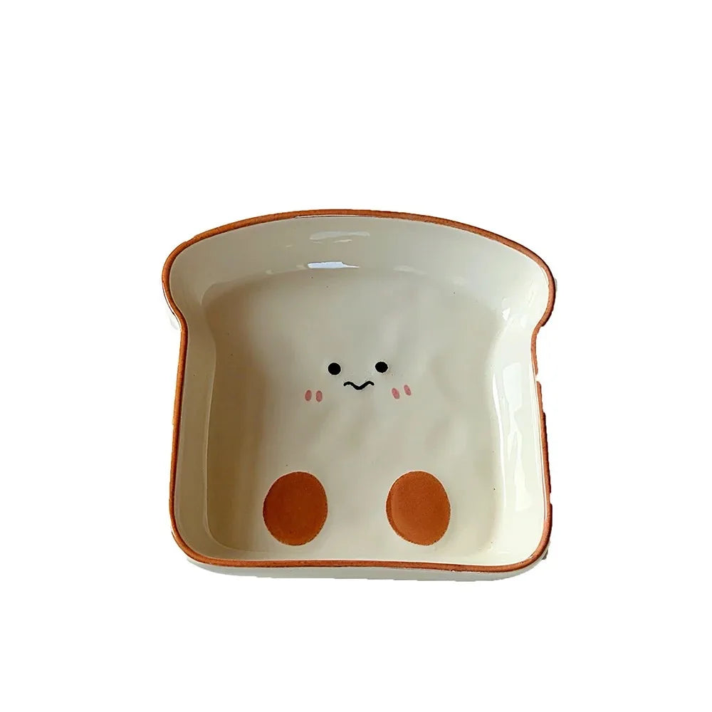 Cute Toast-Shaped Ceramic Dessert Plate