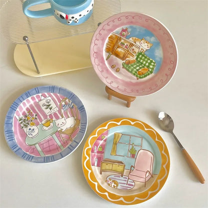 Cute Cartoon Ceramic Breakfast Plate