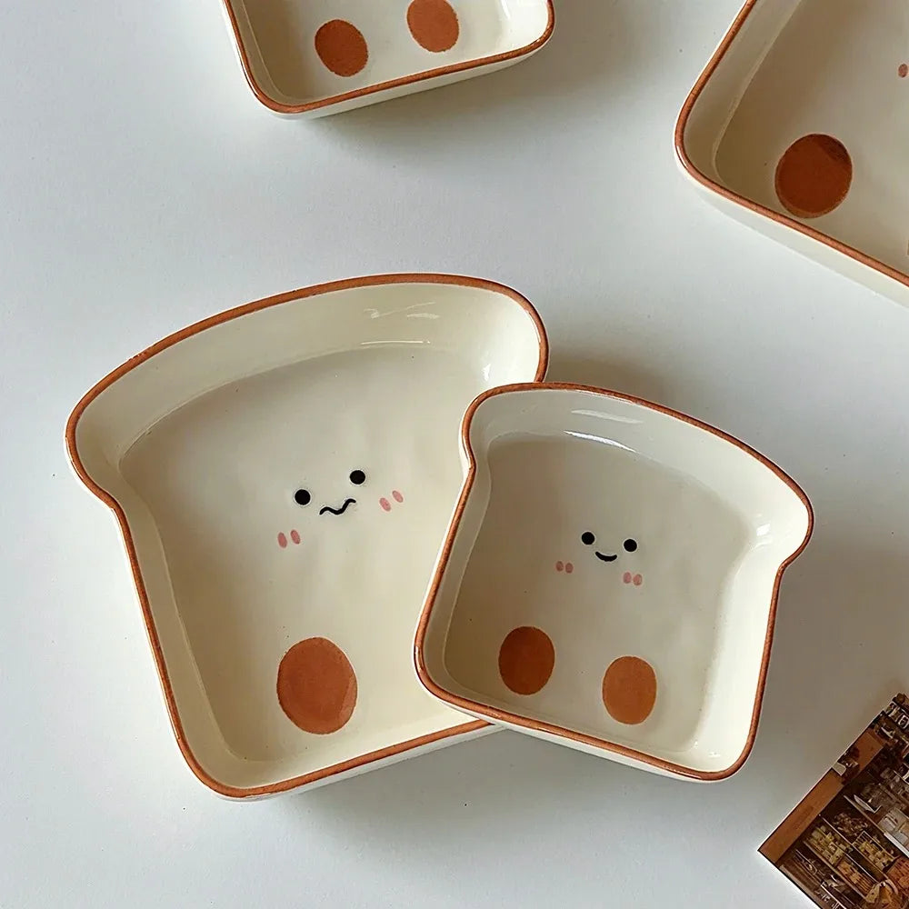 Cute Toast-Shaped Ceramic Dessert Plate