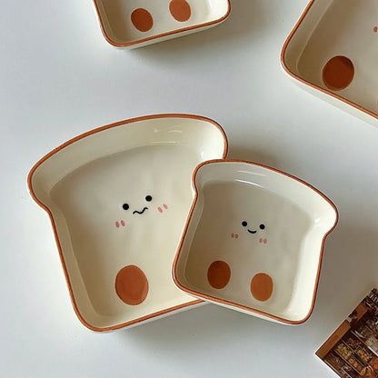 Cute Toast-Shaped Ceramic Dessert Plate