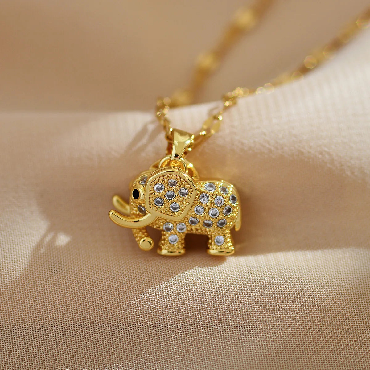 Gold Elephant Charm Necklace