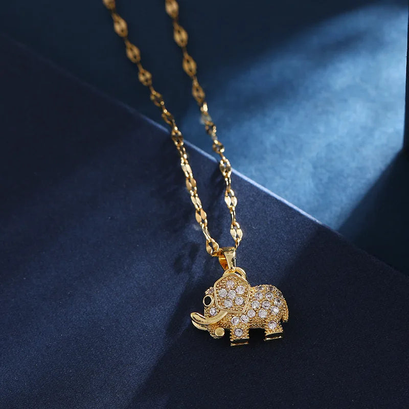 Gold Elephant Charm Necklace