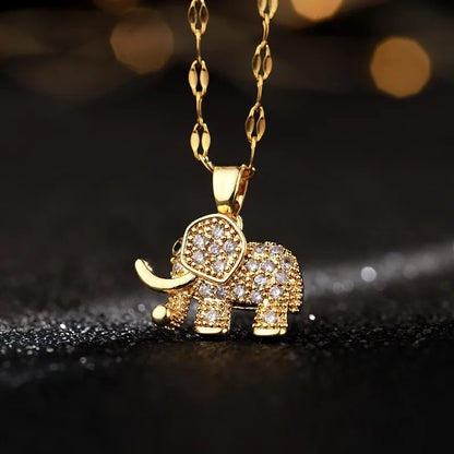 Gold Elephant Charm Necklace