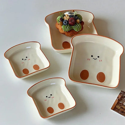 Cute Toast-Shaped Ceramic Dessert Plate