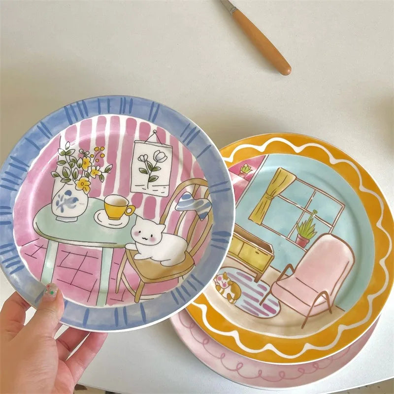 Cute Cartoon Ceramic Breakfast Plate