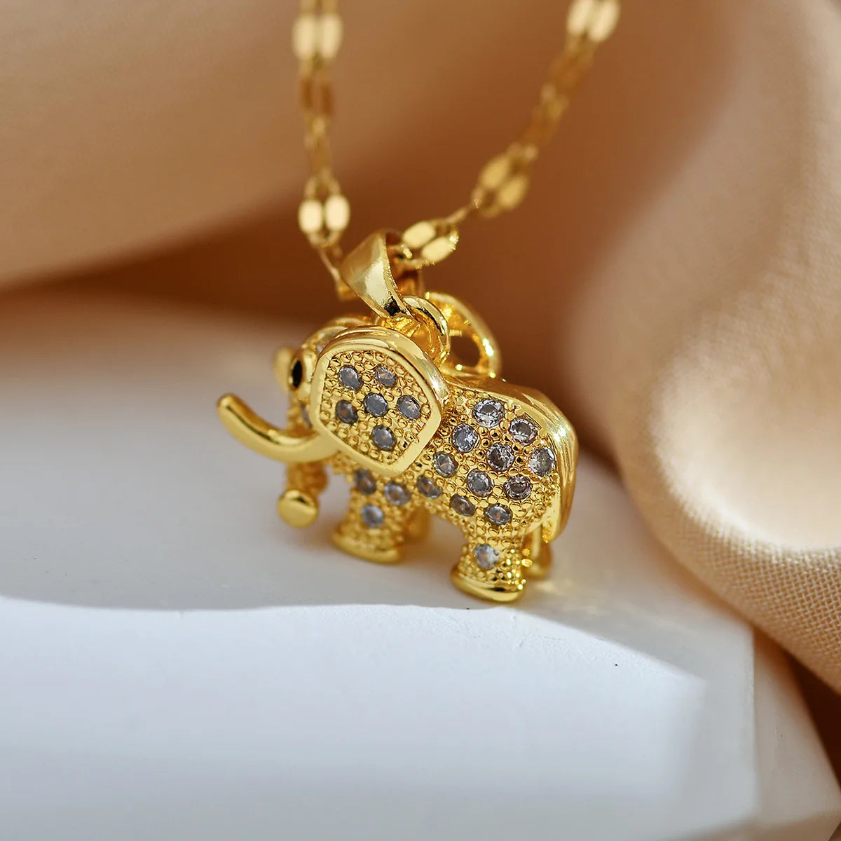 Gold Elephant Charm Necklace