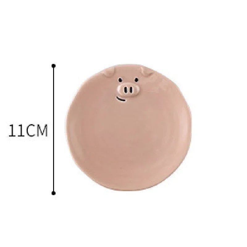 Cute Pink Pig Ceramic Breakfast Plate