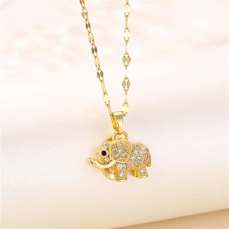 Gold Elephant Charm Necklace