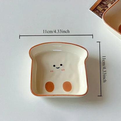 Cute Toast-Shaped Ceramic Dessert Plate