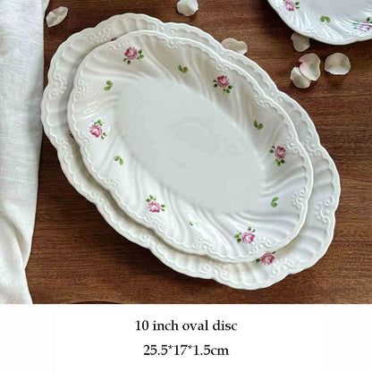 Vintage Rose Ceramic Plate & Tea Cup Set