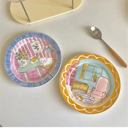 Cute Cartoon Ceramic Breakfast Plate