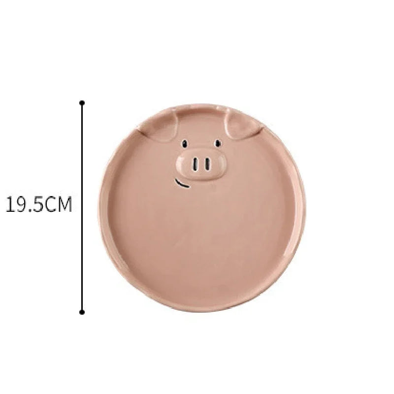 Cute Pink Pig Ceramic Breakfast Plate