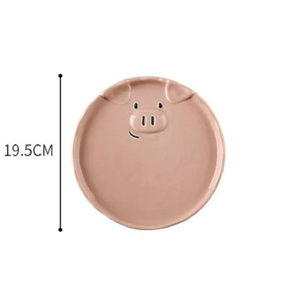 Cute Pink Pig Ceramic Breakfast Plate