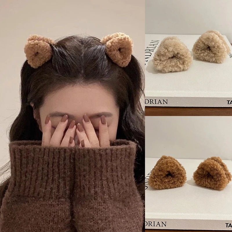 2-Piece Plush Cat Ear Hair Clips