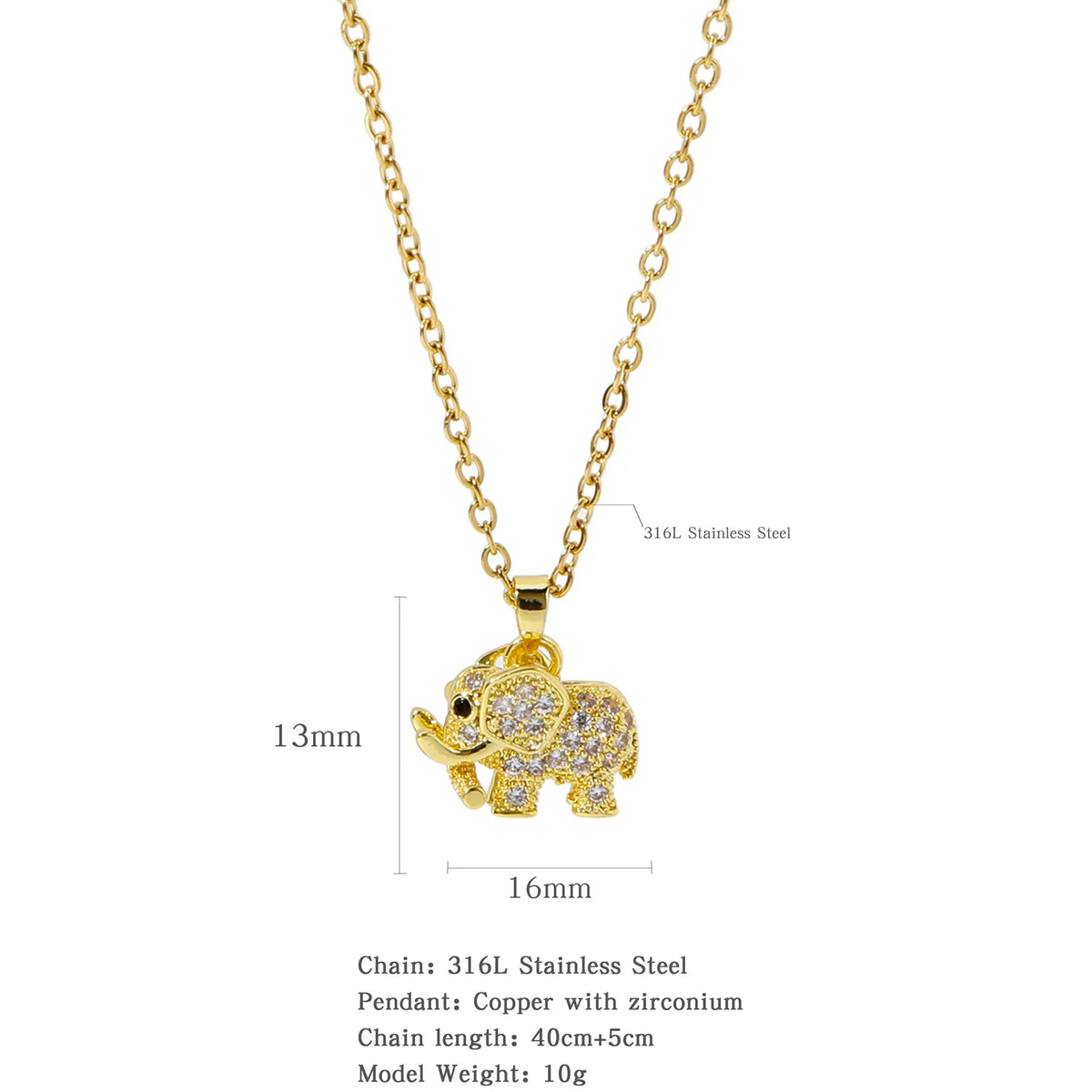 Gold Elephant Charm Necklace