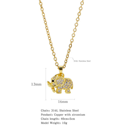 Gold Elephant Charm Necklace