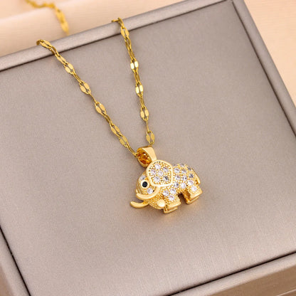 Gold Elephant Charm Necklace