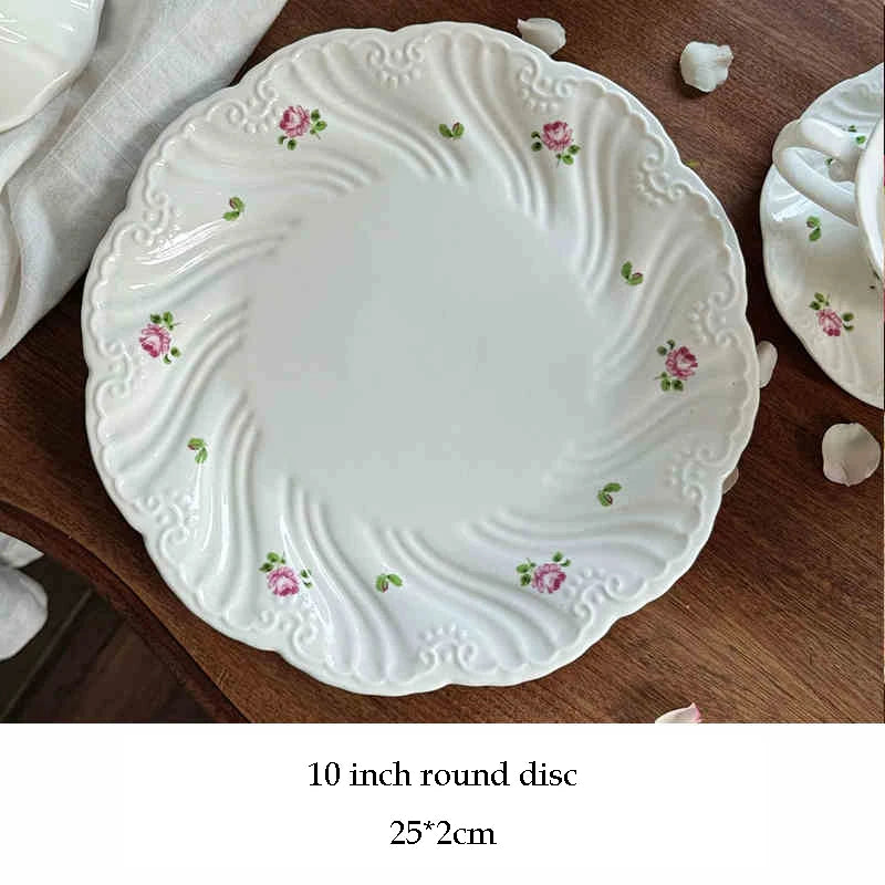 Vintage Rose Ceramic Plate & Tea Cup Set
