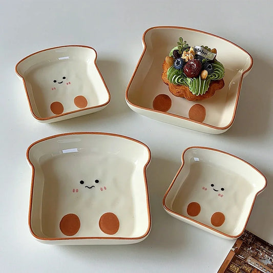 Cute Toast-Shaped Ceramic Dessert Plate