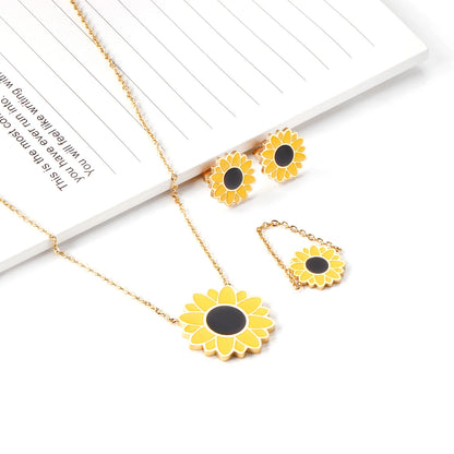Romantic Flower Necklace, Earrings & Ring Set