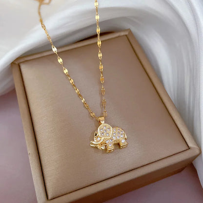 Gold Elephant Charm Necklace
