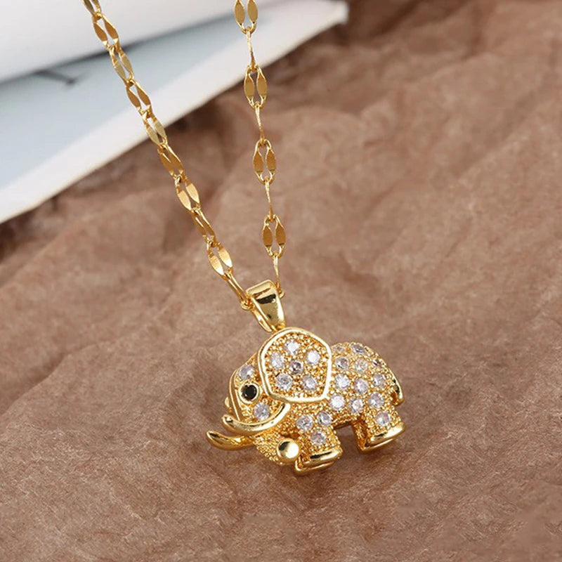 Gold Elephant Charm Necklace