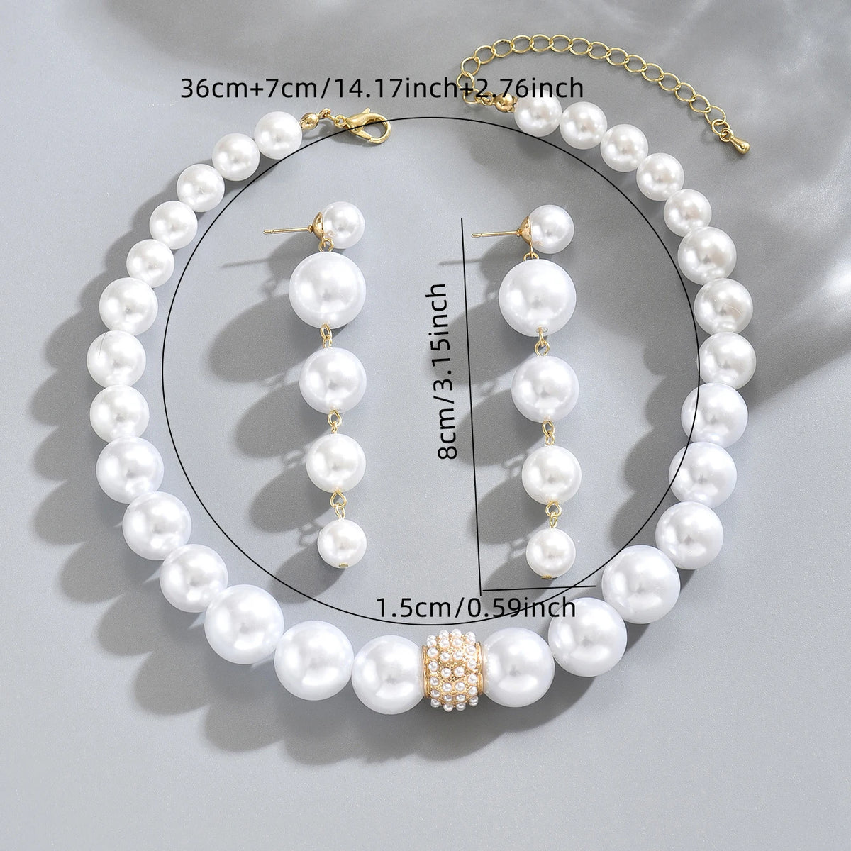 3-Piece Classic Imitation Pearl Jewelry Set