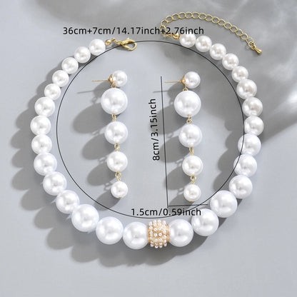 3-Piece Classic Imitation Pearl Jewelry Set