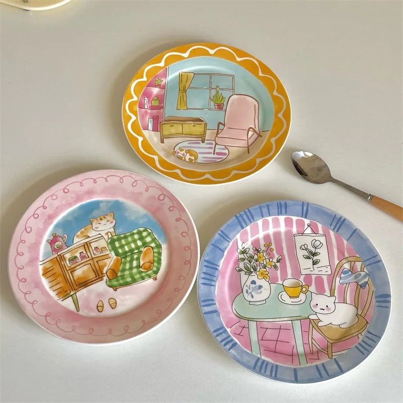 Cute Cartoon Ceramic Breakfast Plate