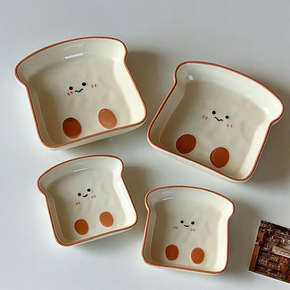 Cute Toast-Shaped Ceramic Dessert Plate