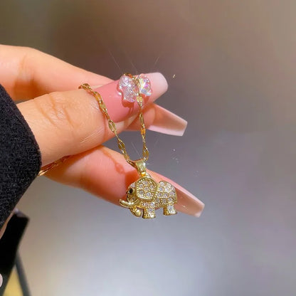Gold Elephant Charm Necklace