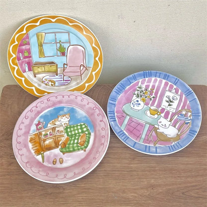 Cute Cartoon Ceramic Breakfast Plate